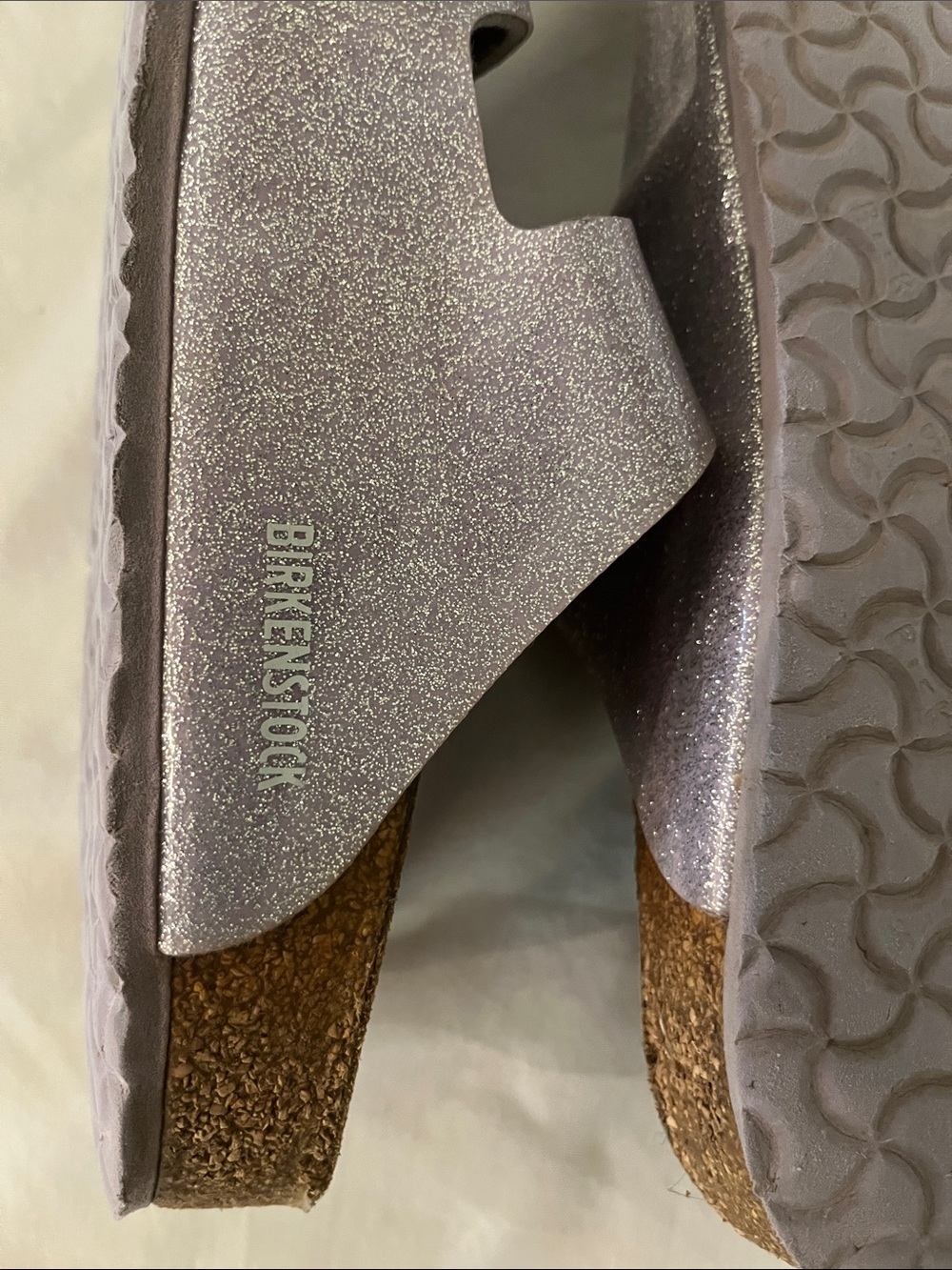Birkenstock Kids Double-Buckle Glitter Slide Sandals in Lilac - Picture 4 of 7